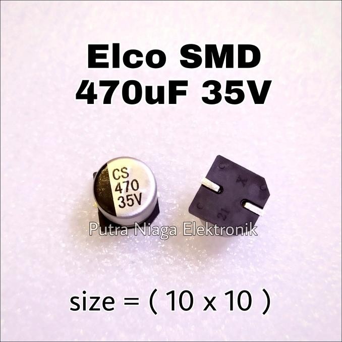 Terbaru Elco SMD 470uF 35V Alumunium 470 uF 35Volt Aluminum Kapasitor 10x10 mm putr4n Segera Dapatka