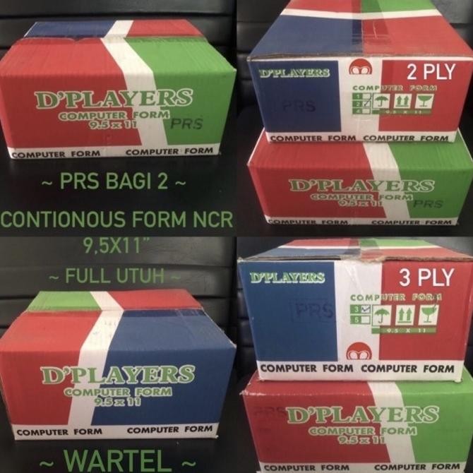 

TERMURAH - Continous Form 9,5x11 PRS Bagi 2 NCR Rangkap 2-3Ply Kertas Komputer