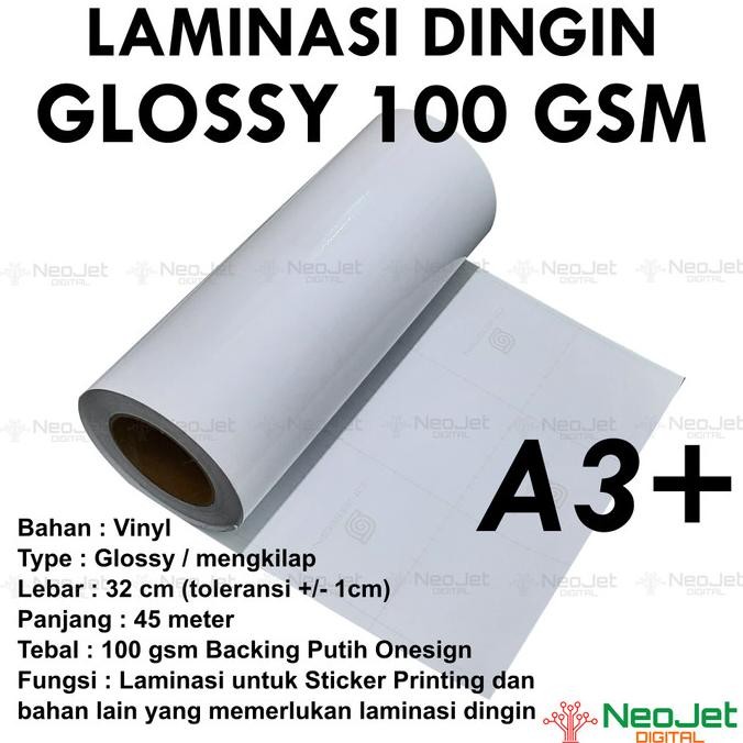 

BEBAS ONGKIR - Laminasi Dingin Glossy Mengkilap 100 gsm Tipis A3+ Roll 45m 45 meter
