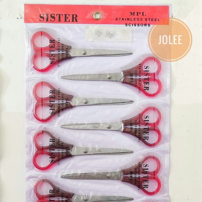 

Terbaru Gunting Kertas SISTER Stainless Steel Scissors Alat Tulis Kantor 100% ori