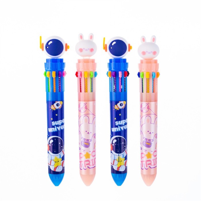 

Terbaru 2 pcs/lot Kawaii Astronaut Rabbit 10 Colors Mechanical Ballpoint Pen Cute School Office