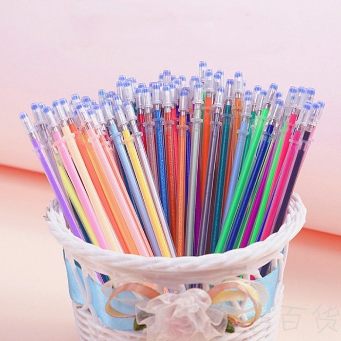 

Terbaru 48 Pcs Warna Tinta Gel Refill Gel Pulpen Alat Tulis Kantor Siswa 100% ori