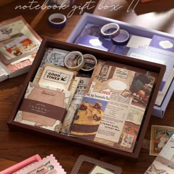 

Scrapbook Set Journal Kit Lengkap Isi 155 Pcs Include Buku + Stier + Memo + Washi Tape Perlengkapan Journal