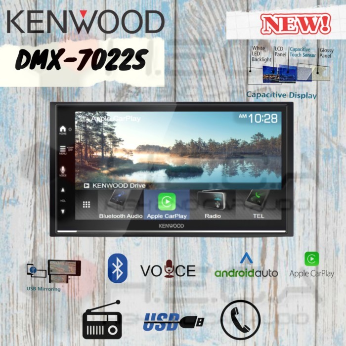 Terbaru Kenwood Dmx-7022S Head Unit Double Din Tape Audio Dmx7022S Universal