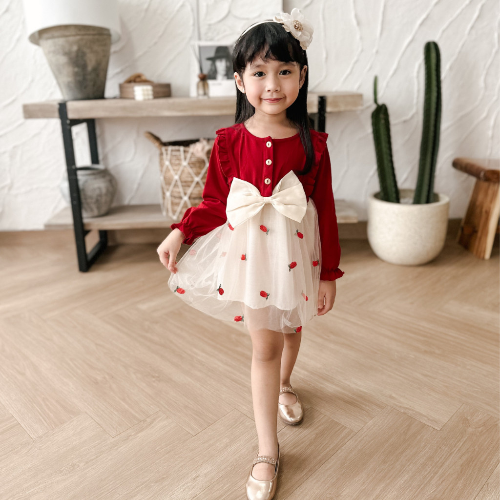 Dres Drs Brukat Imlek 1-14 Balita Bju Baju Natal Minidress Hari Raya Dris Midi Tanggung Terbaru 2025