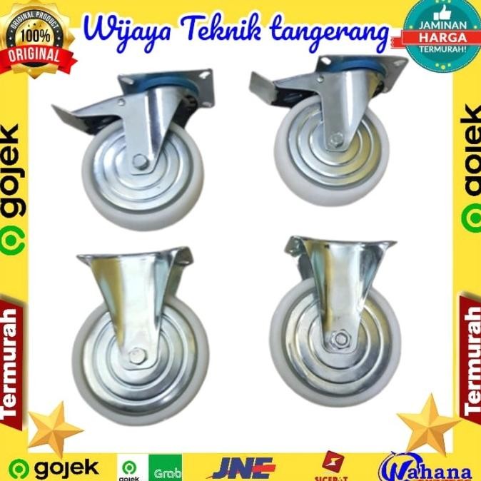 RODA TROLI 4 INCH 2 HIDUP REM 2 MATI SET 4PCS BAHAN NILON / RODA NYLON 0511T