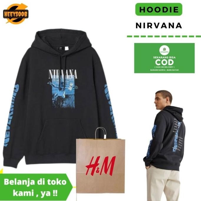 HOODIE H&M NIRVANA NEVERMIND HITAM,JAKET SWEATER HNM HOODIEPRIA WANITA