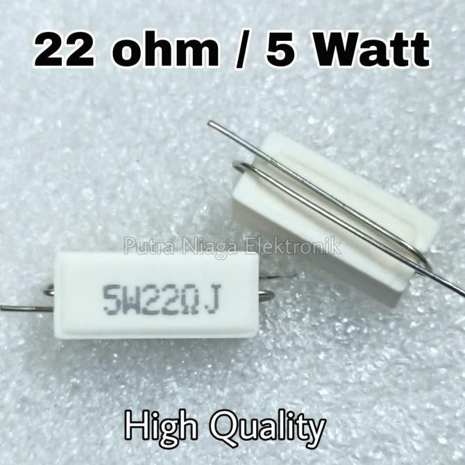 Terbaru Resistor 22 ohm 5 watt 22R 5W keramik / kapur / cemen 22ohm 5watt putr4n Murah