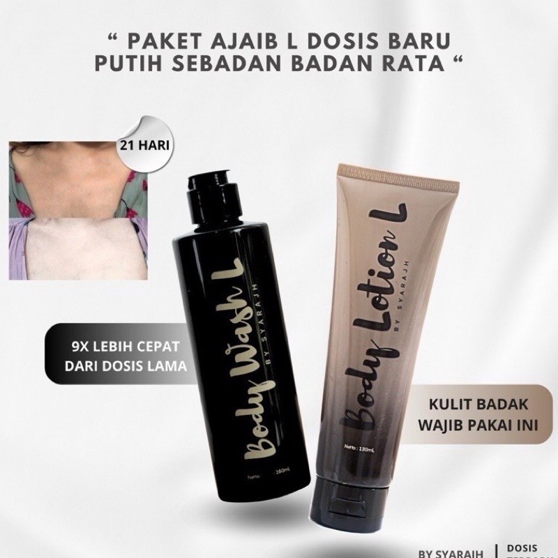 [READY] (Dosis Baru) Sabun dan Lotion Ajaib L By SYARAJH Black Skincare Pemutih Badan