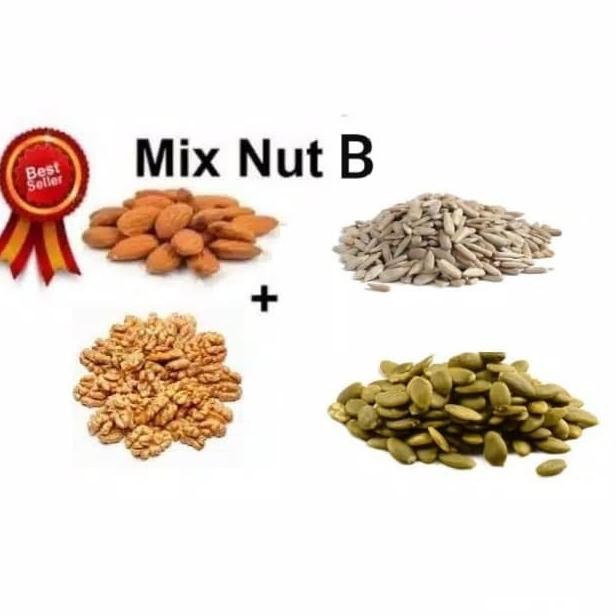 

New Roasted Mix Nut B 250 Gr Walnut,Almond,Sunflower, Pumpkin