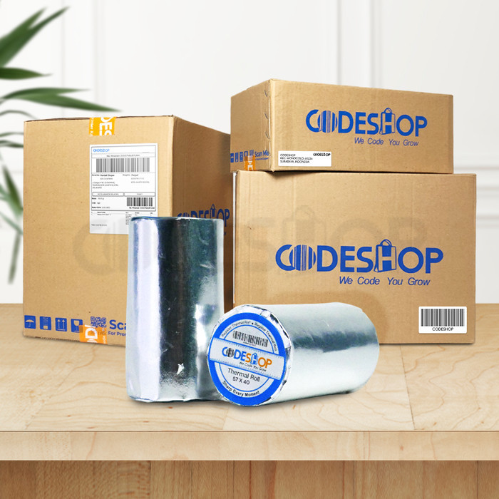 

Dus Kertas Thermal Codeshop 57X40 Mm Struk Kasir Isi 100 Roll Terbaik