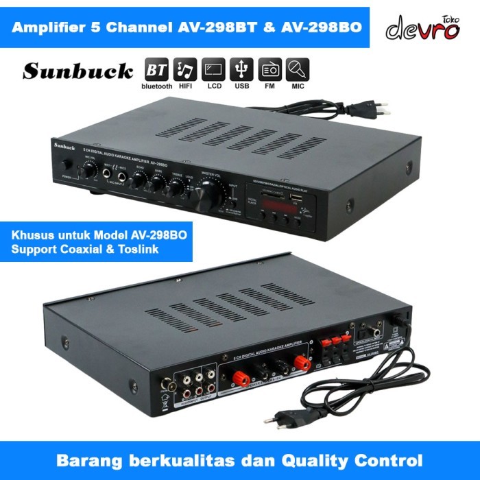 Promo Audio Amplifier Bluetooth Dac Home Stereo 5 Channel - Sunbuck Av-298Bt