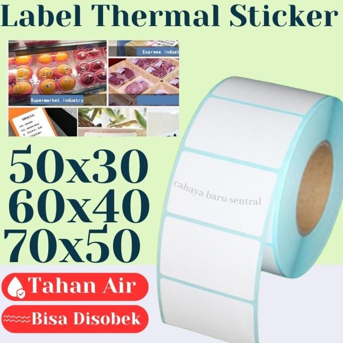 

PRODUK BARU!! KERTAS STIKER THERMAL 50X30MM & 60X40MM / THERMAL LABEL ISI 800 PCS