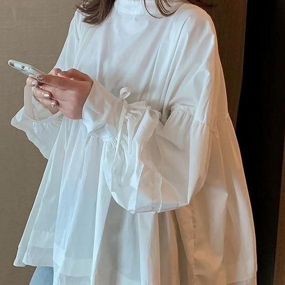 BLOUSE PUTIH POLOS WANITA BLOUSE TAJANA LENGAN PANJANG CASUAL.