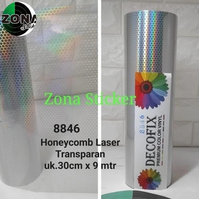 

BEBAS ONGKIR - Sticker Decofix Honeycomb Laser / Sticker Transparan Sarang tawon 11cm x 11cm x 32cm