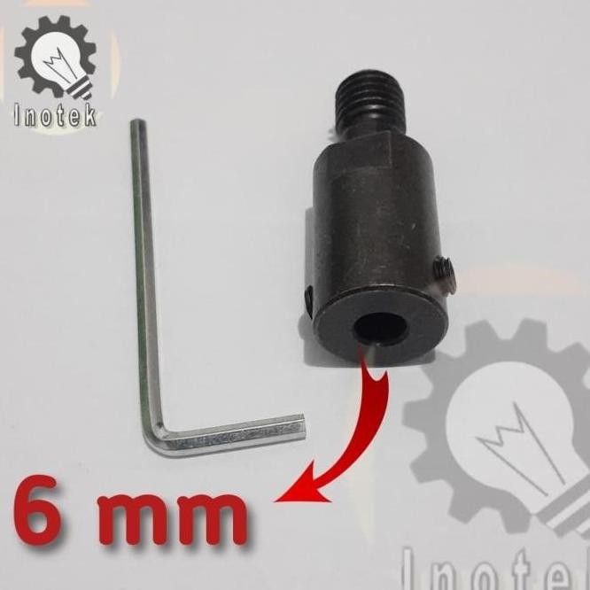AS 6MM DRAT M10 MANDREL ADAPTOR KUNCI L BISA UNTUK DINAMO MESIN JAHIT