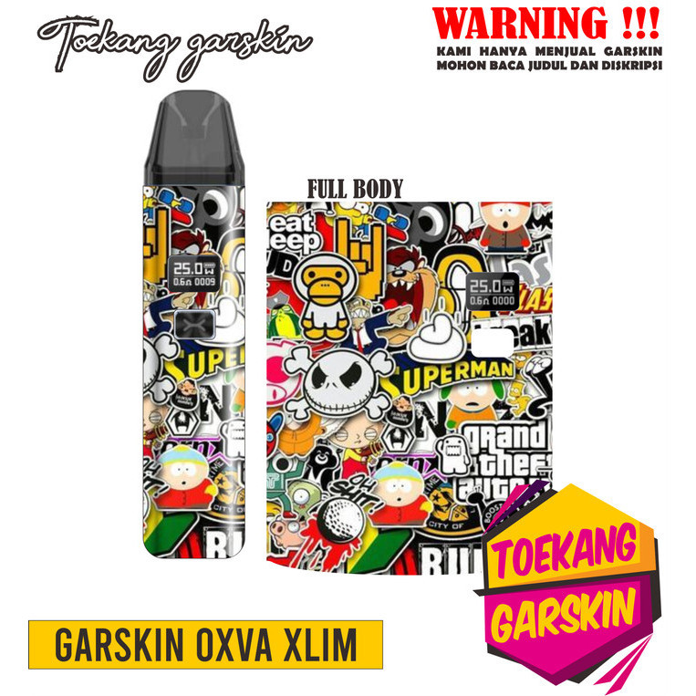 *2Buah* Oxva Xlim V1 V2 Doodle Garskin Wrap Stiker Custom Order Dan Bukan Case