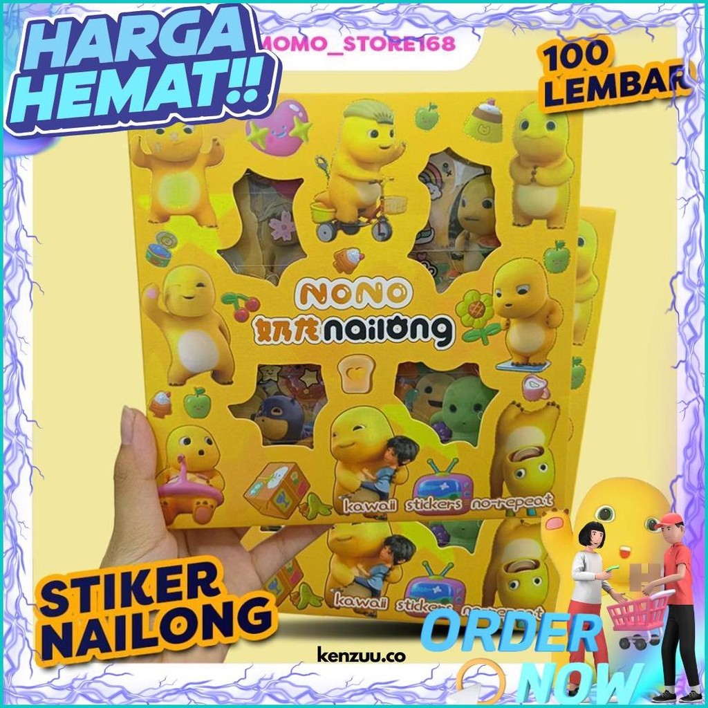 

Stiker Dino Nailong Stiker Momo Nono Cici Dino Nailong Waterproff 100 Lembar Cod