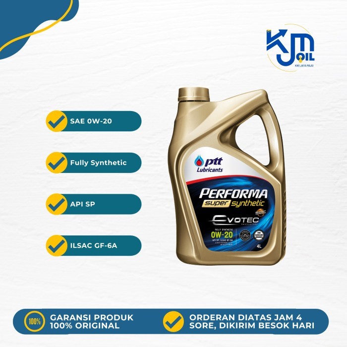 Oli Mesin Mobil Ptt Performa Super Syntetic 0W-20 Api Sp (4L) Harga Spesial