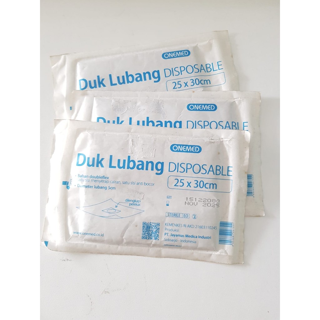 Duk bolong/duk lubang disposable onemed/steril /kemasan satuan