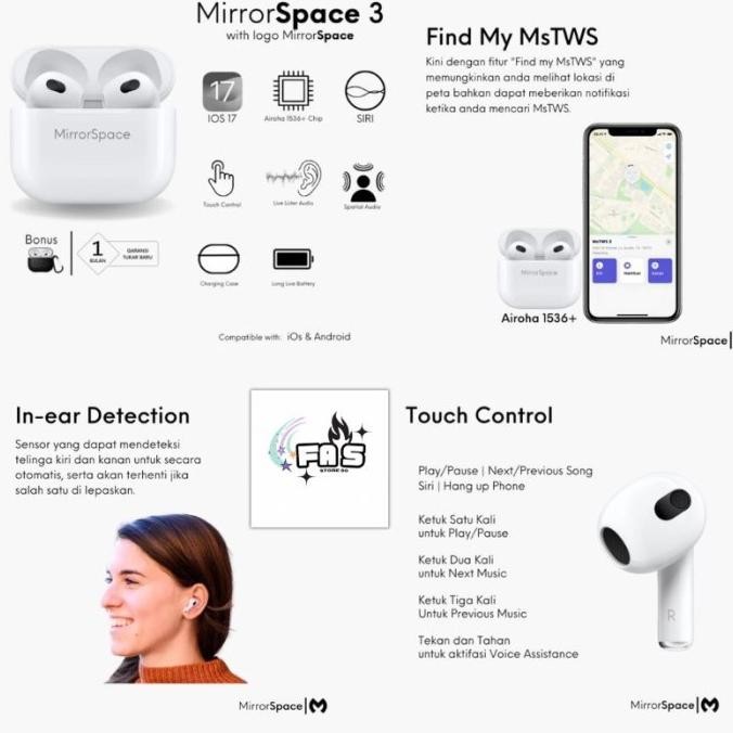 NEW MirrorSpace Gen 3 Wireless Charging Case TWS Bluetooth