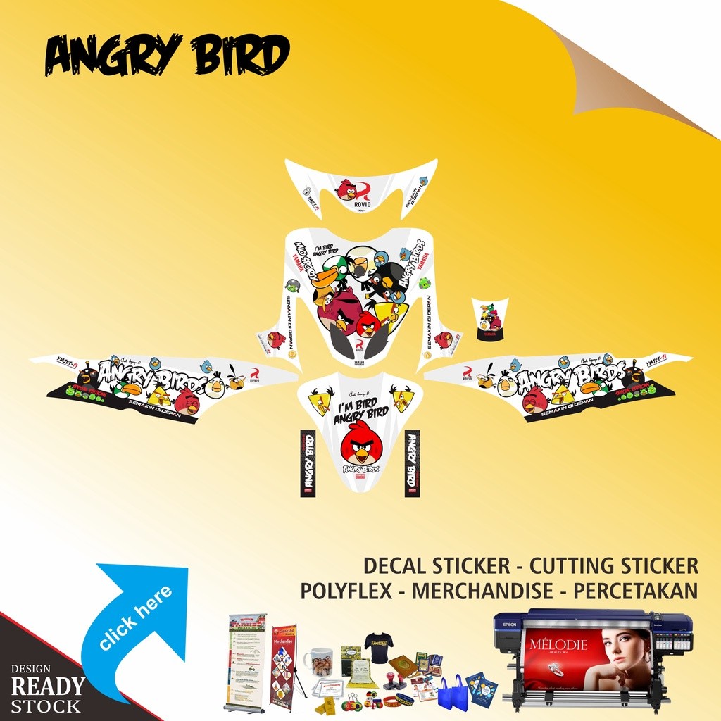 DECAL STICKER YAMAHA MIO SMILE ANGRY BIRD PUTIH