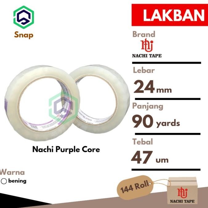 

Lakban Plakban Solasi Nachi Bening 1 Dus = 144 Roll 1 inch