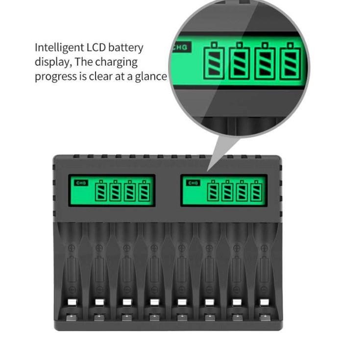 Charger 8 Slot Battery Energizer Aa / Aaa + 4 Battery Aa 2000 Mah