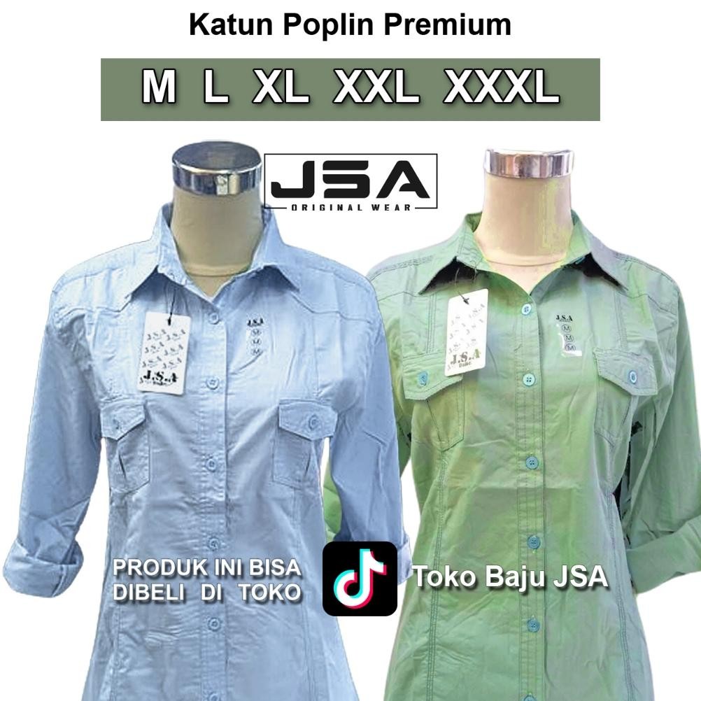 Tinos Jsa Kemeja Wanita Katun Poplin Polos Jsa / Kemeja Kuliah/ Kemeja Kerja Sage Army