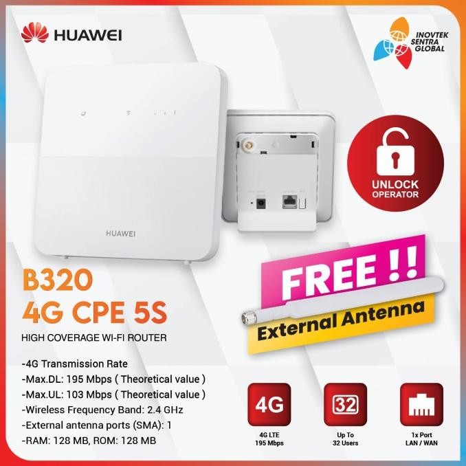Huawei B320 Penganti Orbit Star 2 B312 Modem Router Wifi UNLOCK
