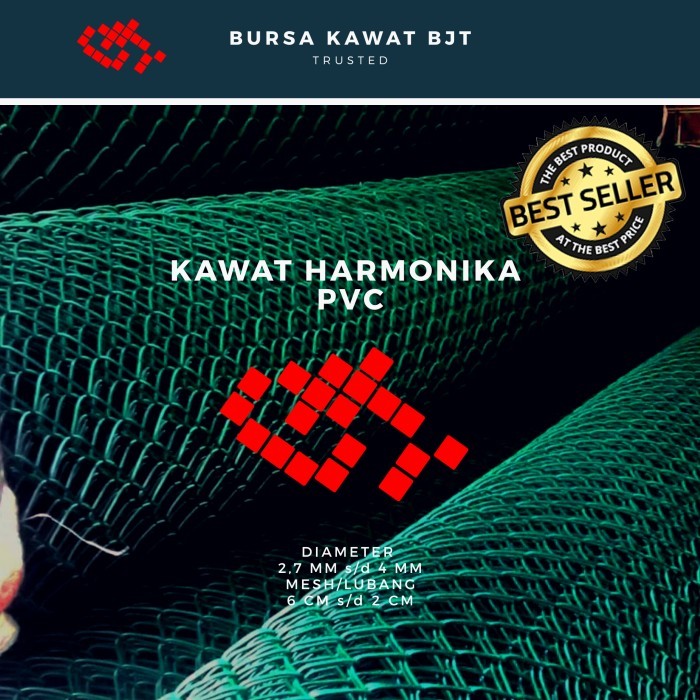 kawat pagar harmonika pvc / 2.7 mm / 1 m x 25 m