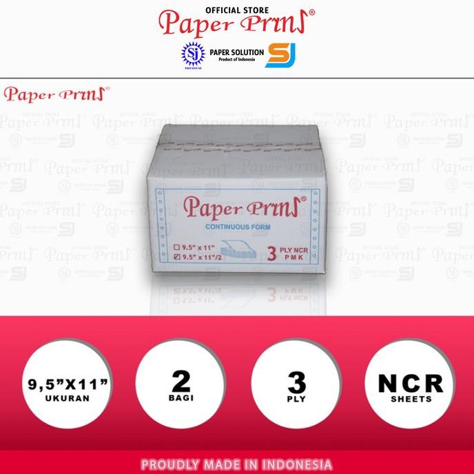 

BEBAS ONGKIR - Paperpryns Kertas Continuous Form 3PLY NCR PRS 9,5" x 11"/2 (Bagi 2)