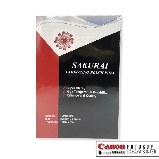 

Plastik laminating SAKURAI Folio F4 ukuran 225mm x 340mm 100micron