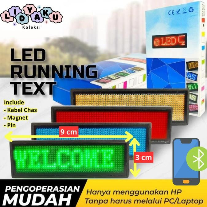 

LED PAPAN NAMA BERJALAN/LED Badge/Nametag LED/Bluetooth Android IOS