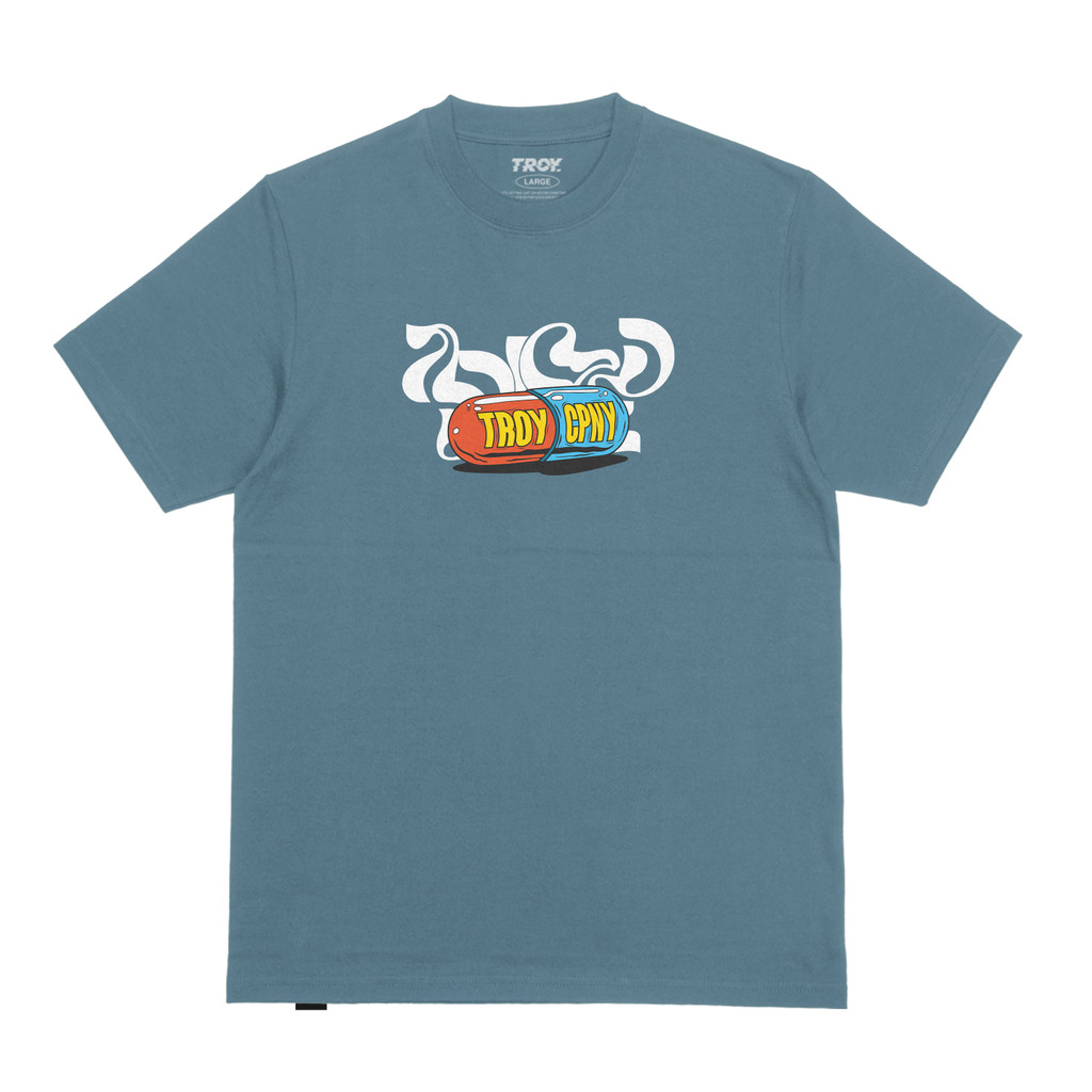 Troy Company Tshirt Mineral Blue Addicted - Kaos Lengan Pendek Kaos Biru Mineral MTD 2821