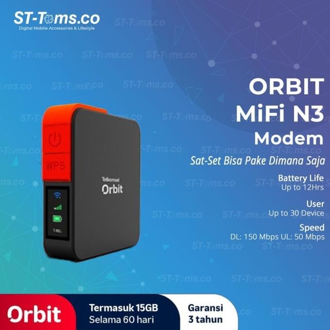 Telkomsel Orbit MiFi N3 / Orbit N3 / HKM M23 Pro Modem WiFi Router 4G Free Telkomsel 15GB