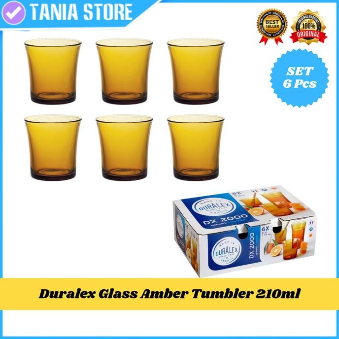Gelas Kaca Coklat Duralex Glass Amber Tumbler 210ml Set 6