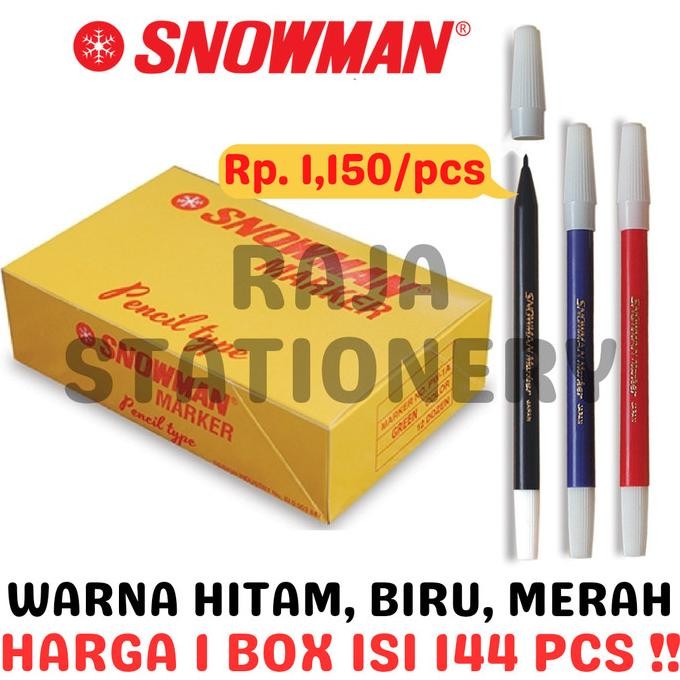 

Baru Snowman Marker Spidol Snowman Pw-1A Pw1A Hitam Biru Merah [144Pcs] Premium