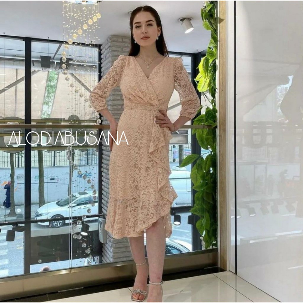 Dress Pendek Wanita Natal Selutut Korean Style Pakaian Gereja Keluarga Dresss Hari Raya 2025 Dres Br