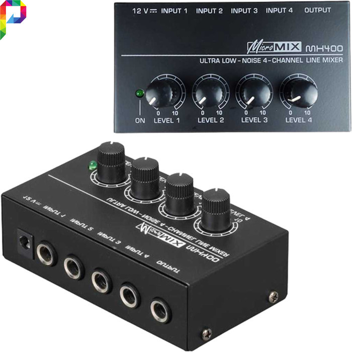 Terbaru Mini Profesional Mixer Audio Amplifier Microphone 4 Ch Input Mx400