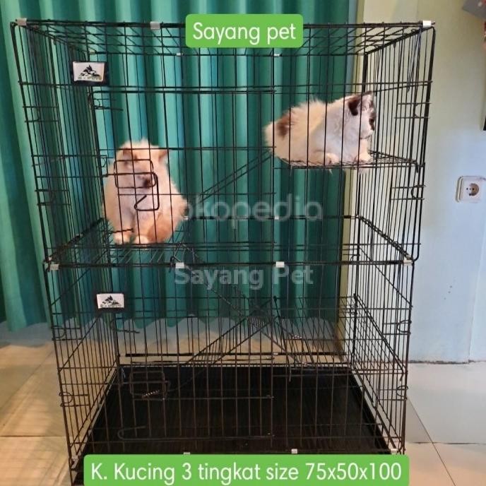kandang kucing 3 tingkat ukuran jumbo termurah xxl 75cm