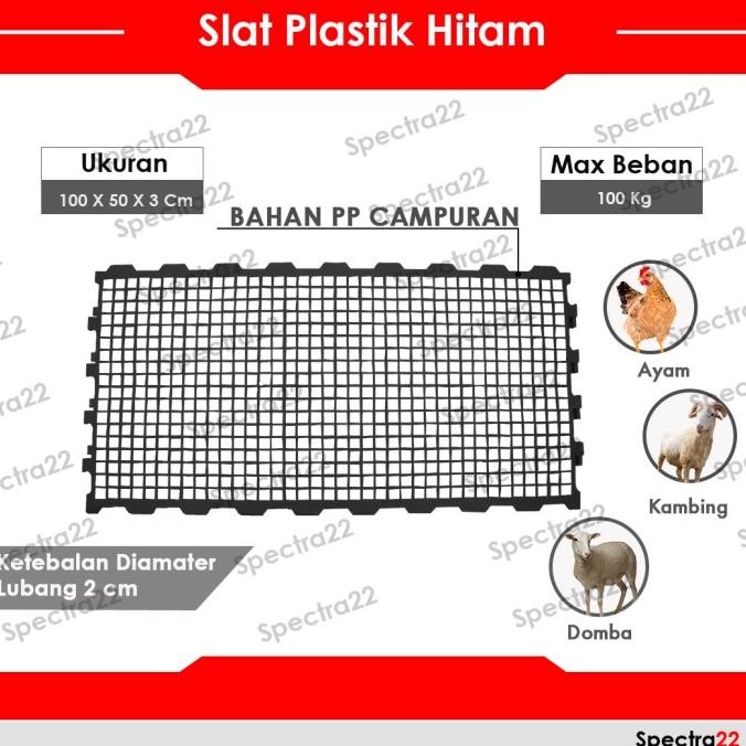 Slat Plastik - Alas Kandang Untuk Anjing Kucing Kambing - Hitam