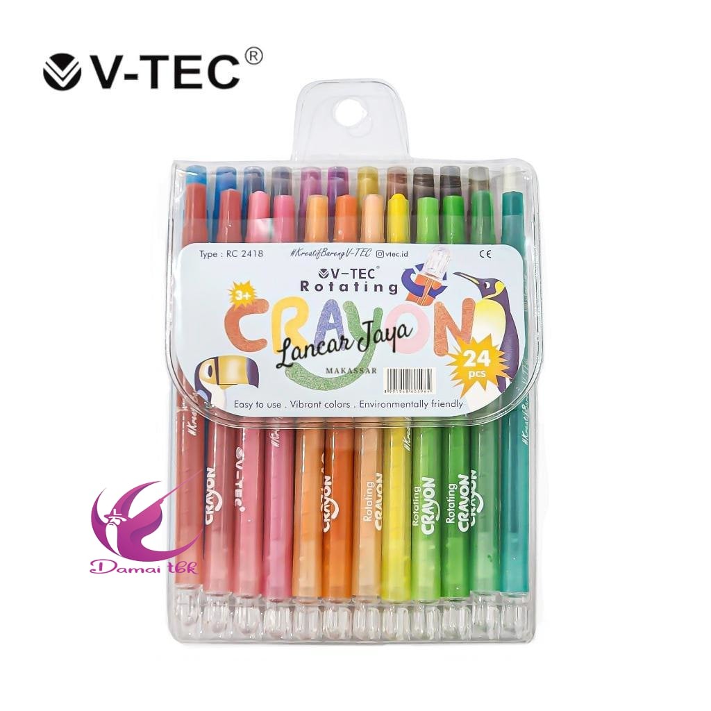 

V-Tec Rotating Crayon Type Rc-2418/24 Warna Panjang - Crayon Putar - Crayon Ulir - Krayon