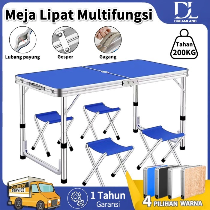 BERGARANSI Meja Lipat Lubang Tengah Payung Set Koper Camping Outdoor Portable