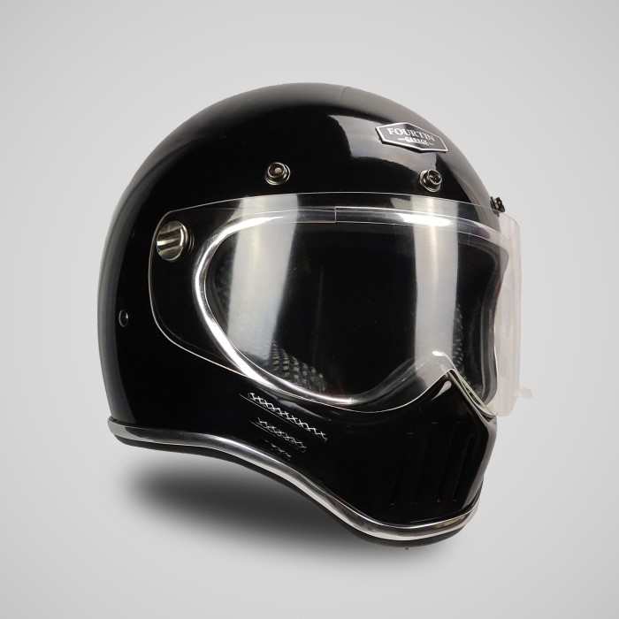 Helm Custom Classic SIMPSON M30 HITAM GLOSSY - Fourtin garage