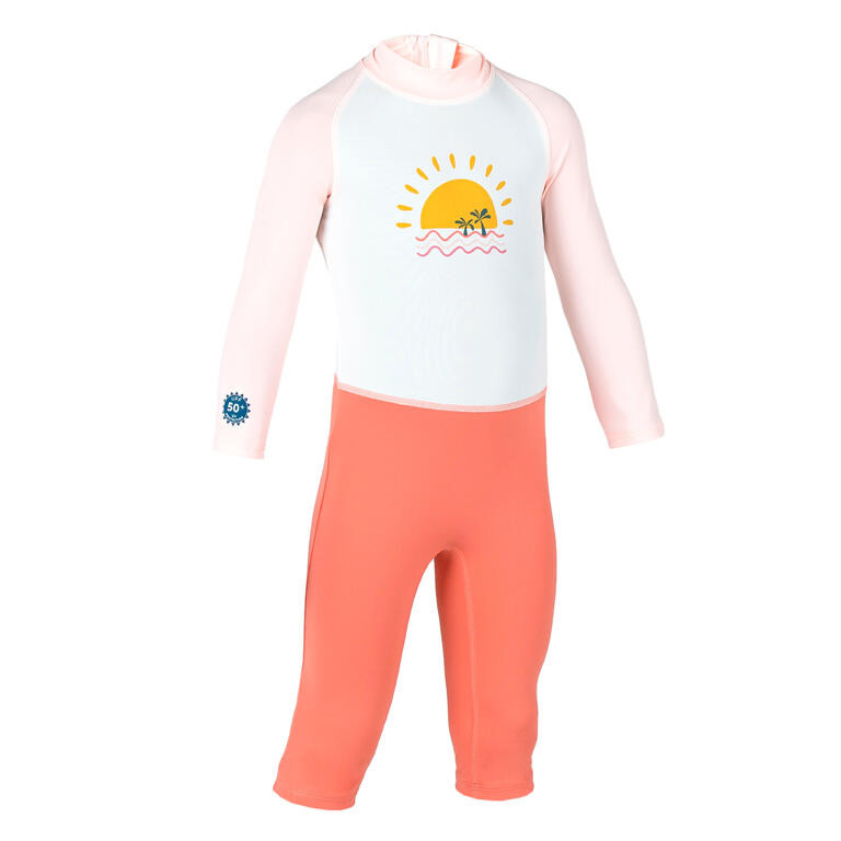 Decathlon NABAIJI Baju Lengan Panjang Anti UV Renang Anak Motif Sunset Putih/Pink - 8851750