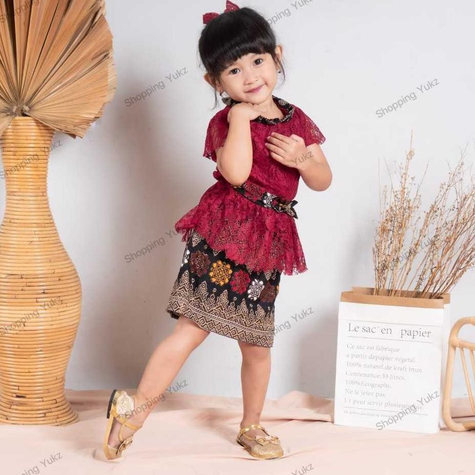 Baju Kebaya Anak Bayi Balita FREE BANDO 1-7 Tahun Setelan Kebaya Modern Brukat Anak TK SD Baju Adat 