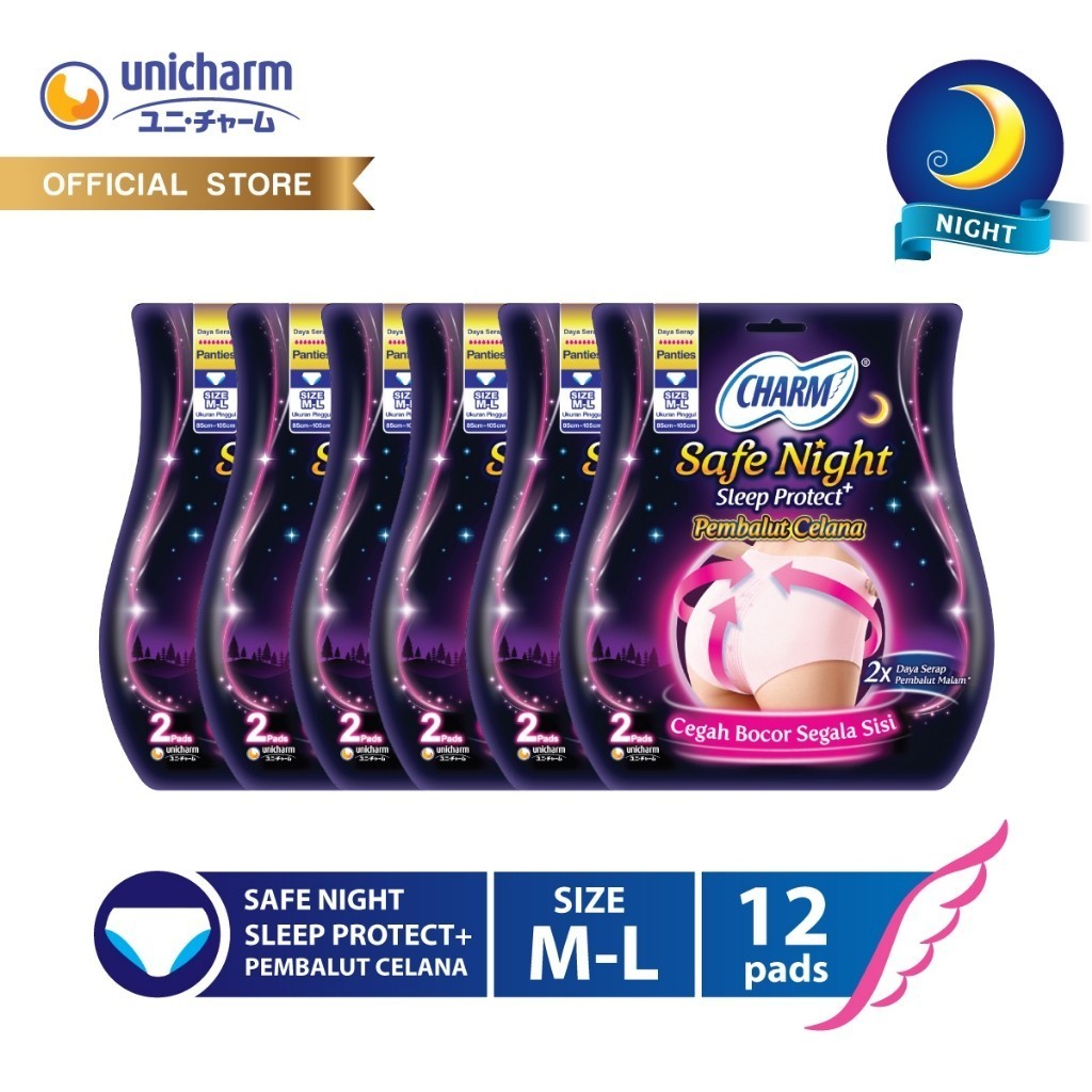 Charm Safe Night Sleep Protect Panties M-L - 6 Packs