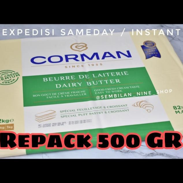 Corman 500 Gram Dairy Butter Sheet Fat 82% Korsvet Mentega