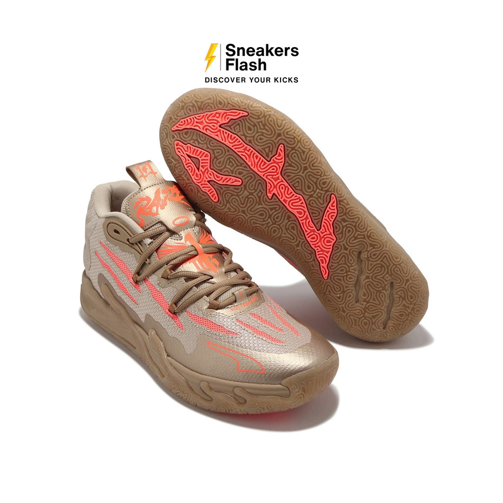 PUMA Lamelo Ball Mb 03 Cny Gold Fluro Peach Sepatu Sneakers Pria - 30971601 - Size 44